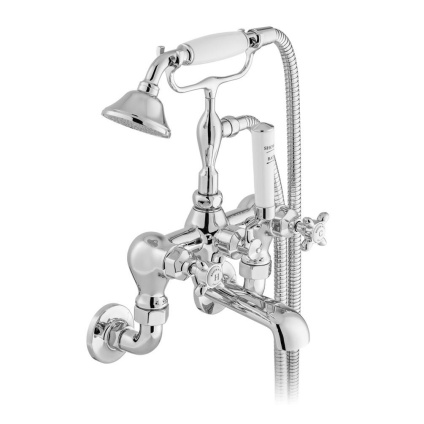 Booth & Co. Axbridge Cross Chrome Wall-Mounted Bath Shower Mixer